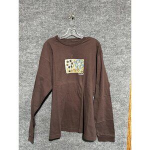 Analog Shirt Mens XL Brown Long Sleeve Graphic Tee Tagless Cotton Logo Front